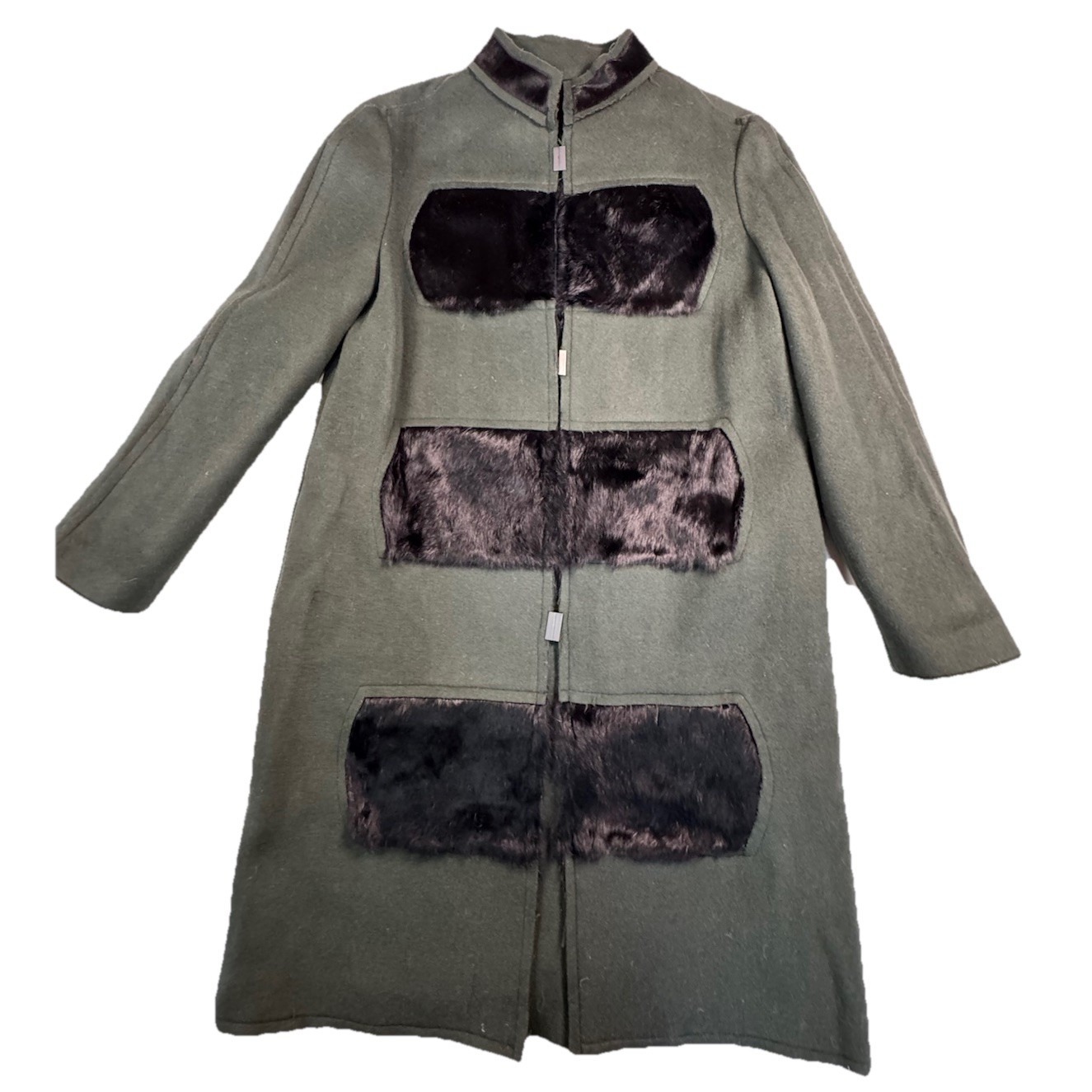 Elie Tahari 'Hilary' Wool Blend Coat With Genuine Rabbit Fur Panels & Calf Fur M